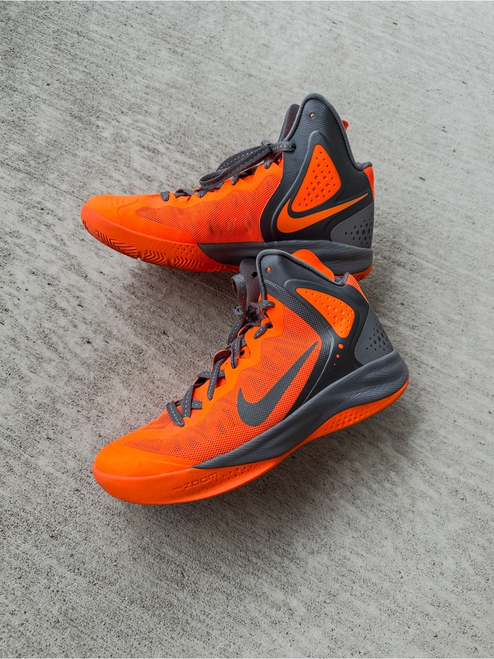 Nike Zoom Hyperenforcer PE Neon Orange Grey Basketball Sneakers 8.5M